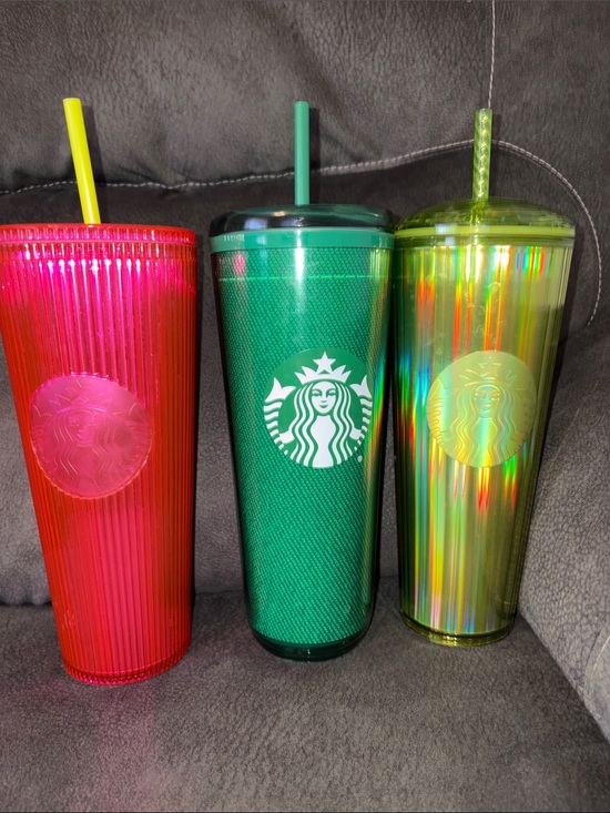 Starbucks Other - Starbucks Tall Reusable Cold Cups Trio in pink, two greens